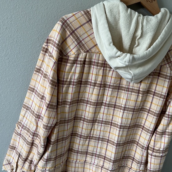 BKE Boyfriend Plaid Hooded Button Down Flannel Sweatshirt/Tunic Women's Small - Picture 12 of 13